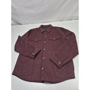 Vince Jacket Mens XL Red Wool Flannel Shacket Overshirt Button Front Pockets